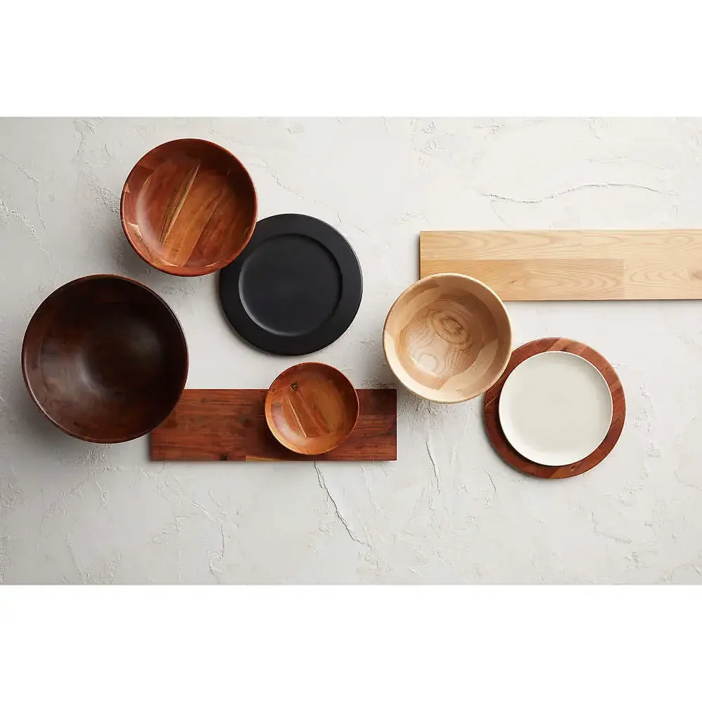 Crate&Barrel Acacia Wood Salad Bowl – Large Hand-Finished – Discontinued NWT - Picture 3 of 4